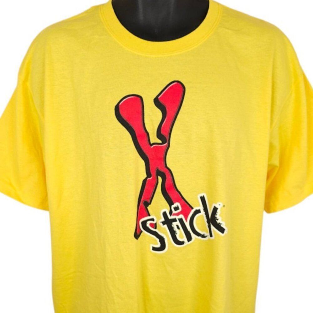 Vintage X Stick Gum T Shirt Mens Size XL Yellow Y2K Snack Tee Promo